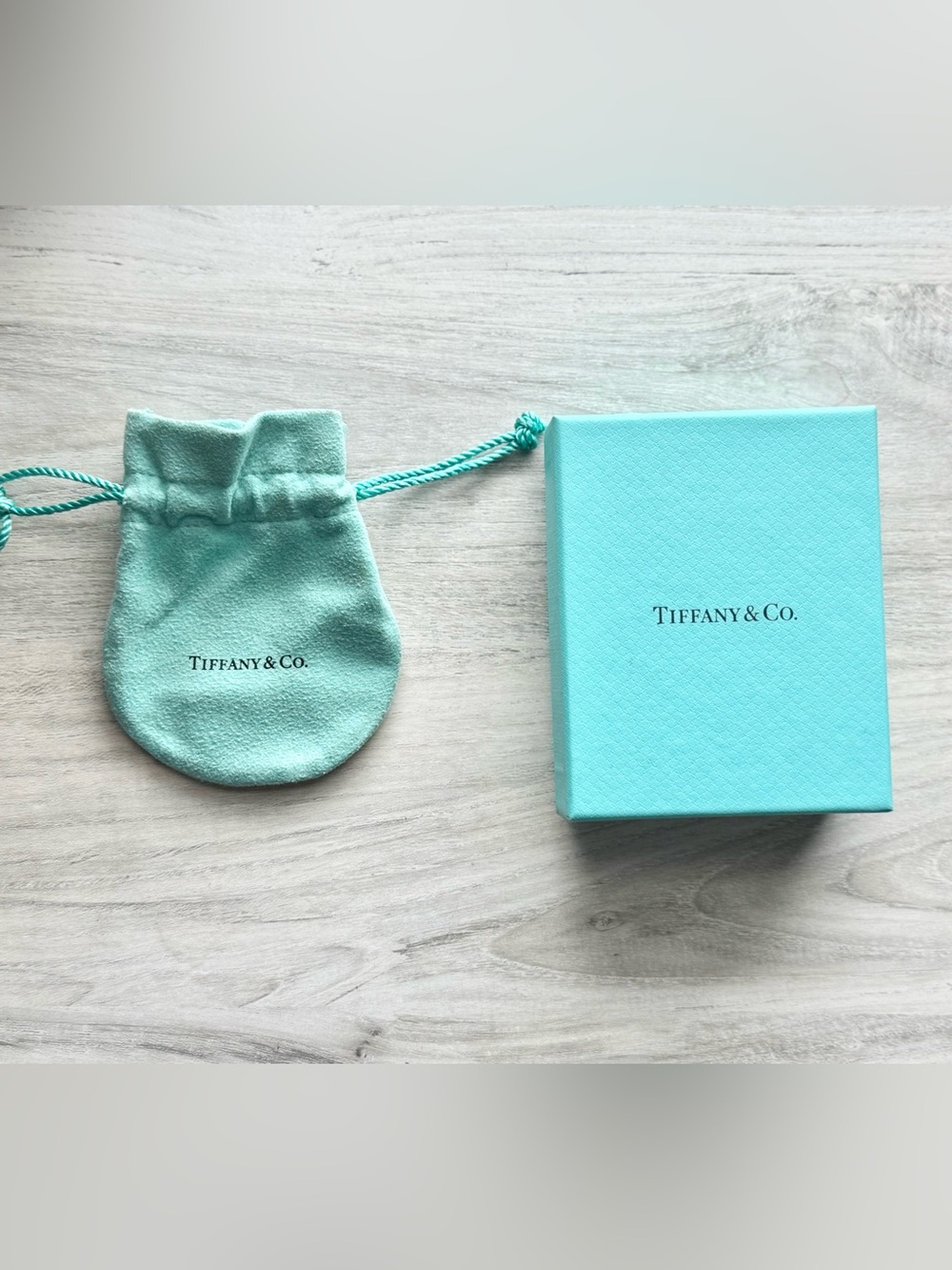 Tiffany & Co. Blue Jewelry Box and Drawstring Pouch